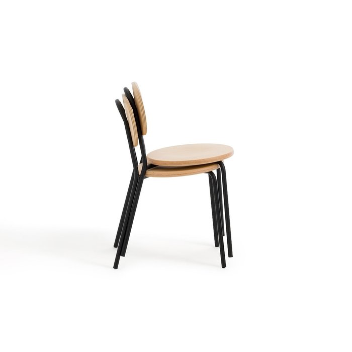 Комплект из двух штабелируемых стульев из бука и металла Loumi бежевого цвета - лучшие Обеденные стулья в INMYROOM