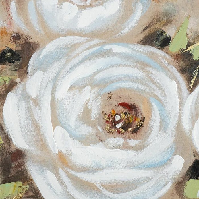 Картина Цветы 92х92 бежево-белого цвета - лучшие Картины в INMYROOM