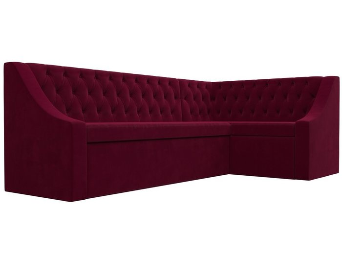 Кухонный угловой диван-кровать Мерлин бордового цвета правый угол - лучшие Угловые диваны в INMYROOM