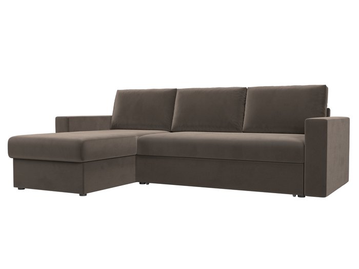 Угловой диван-кровать Траумберг L коричневого цвета левый угол 