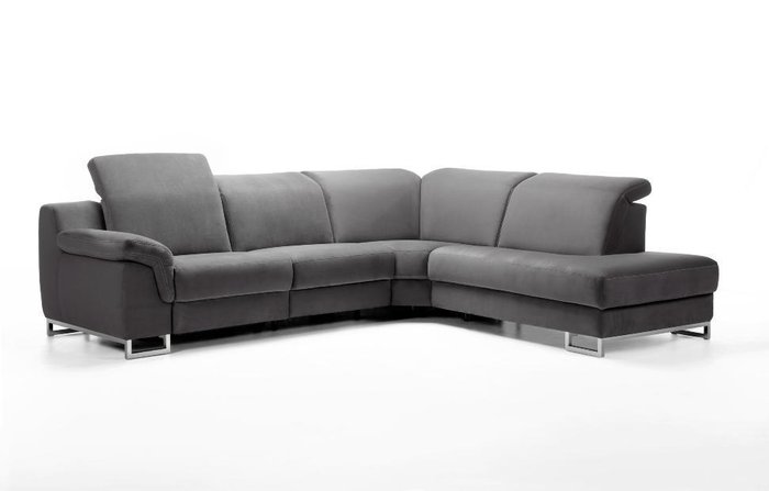 Угловой диван с кушеткой Apollon серого цвета