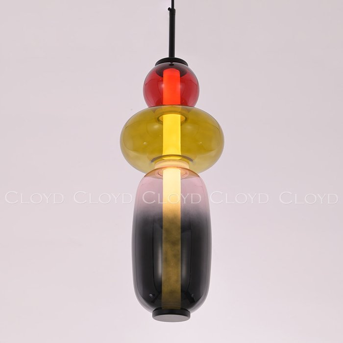 Подвесной светильник Cloyd SUPERNOVA-A P1 / выс. 40 см - 3 яруса - черный - красн. стекло Подвесной светильник Cloyd SUPERNOVA-A P1 / выс. 40 см - 3 яруса - черный - красн. стекло