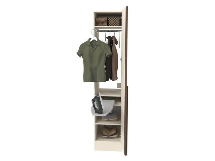 Шкаф с вешалом и гладильной доской Азарт Ш645.3 цвета сатин правый - лучшие Шкафы распашные в INMYROOM Шкаф с вешалом и гладильной доской Азарт Ш645.3 цвета сатин правый - лучшие Шкафы распашные в INMYROOM