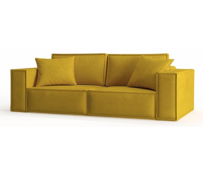 Диван-кровать из велюра Ли Рой желтого цвета