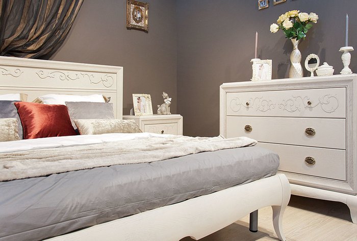 Кровать Соната 180х200 белого цвета - купить Кровати для спальни по цене 144270.0