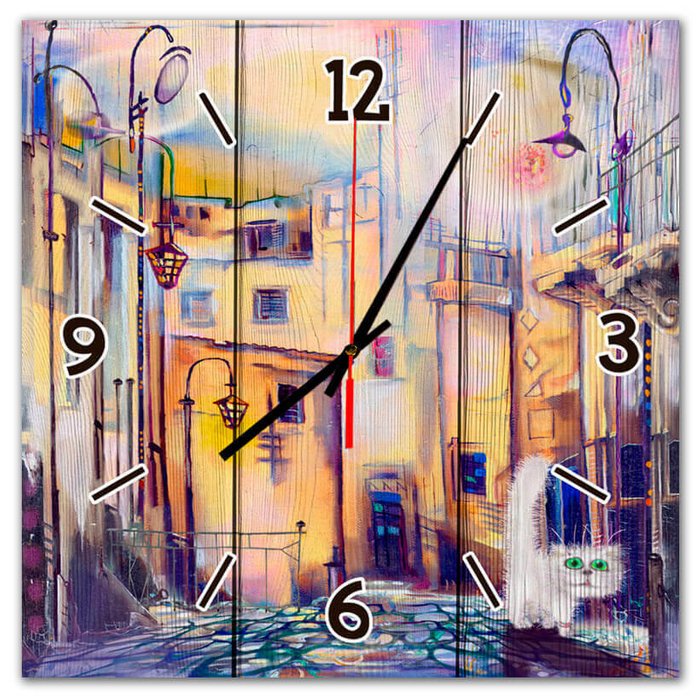 Настенные часы Сказочный город 30х30 фиолетового цвета
