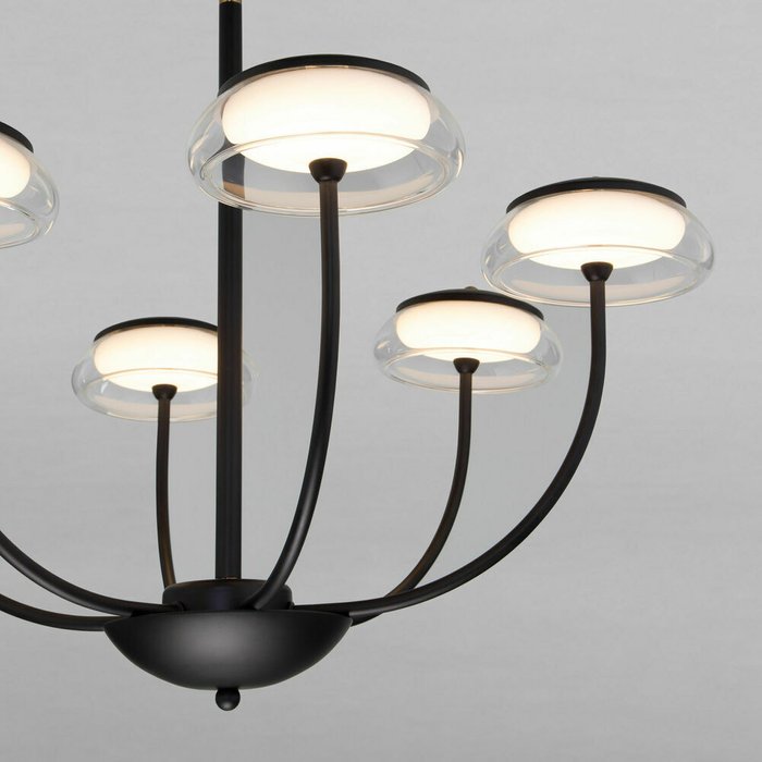 Потолочный светильник со стеклянным плафоном 50388 LED Черный Fungo - купить Подвесные люстры по цене 48900.0