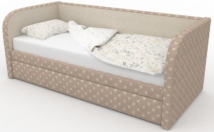 Диван-кровать Уно бежевого цвета с бельевым ящиком