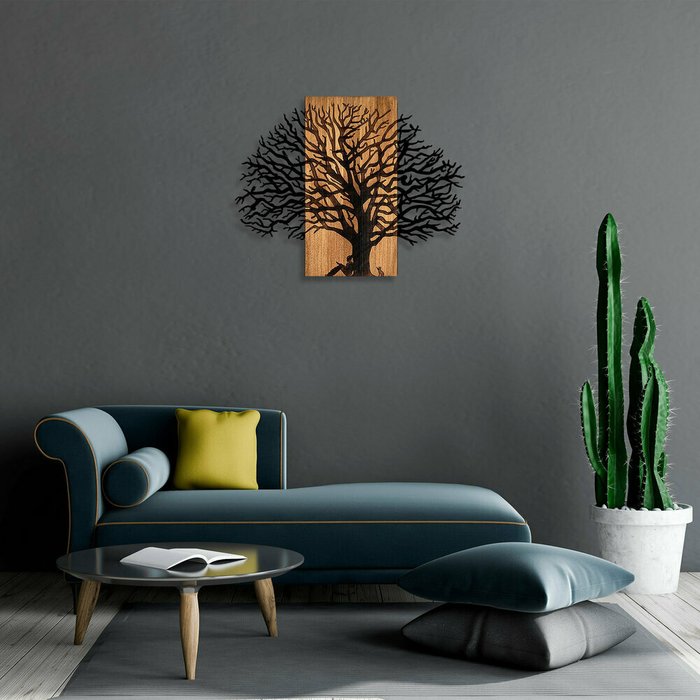 Настенный декор Дерево 58x75 коричнево-черного цвета - лучшие Декор стен в INMYROOM
