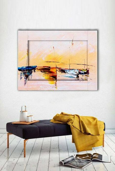 Картина с арт рамой Лодки 60х80 см - купить Картины по цене 14390.0