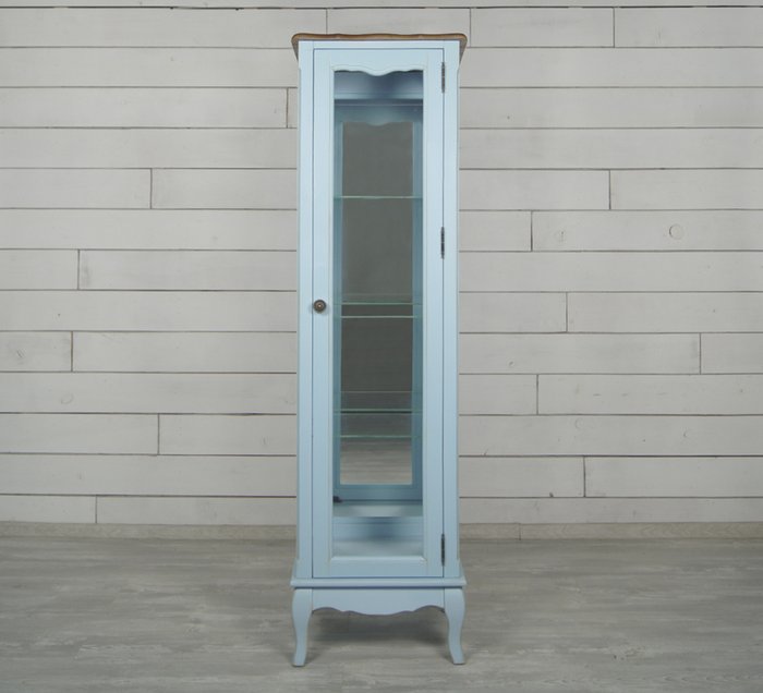 Шкаф-витрина Leontina для посуды голубой - лучшие Шкафы витринные в INMYROOM