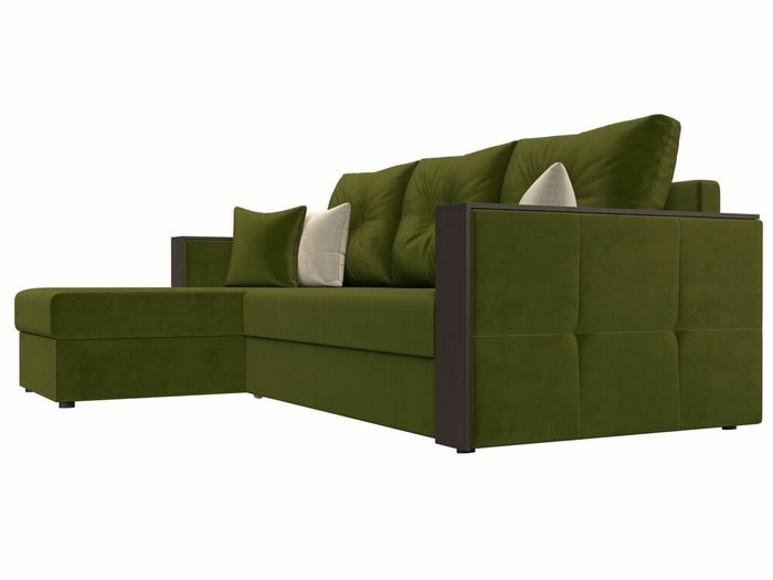 Угловой диван-кровать Валенсия зеленого цвета левый угол - лучшие Угловые диваны в INMYROOM