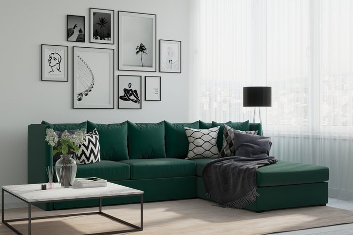 Угловой диван-кровать Neo зеленого цвета - лучшие Угловые диваны в INMYROOM