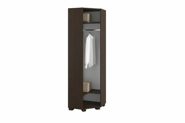Шкаф угловой с зеркалом Монблан темно-коричневого цвета - лучшие Шкафы распашные в INMYROOM