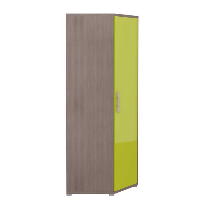 Детский шкаф угловой Тиана коричнево-зеленого цвета
