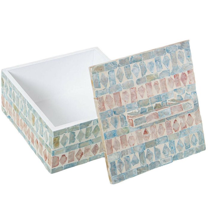 Шкатулка Разноцветный ротанг Перламутр 16 x 7 x 16 cm - лучшие Шкатулки в INMYROOM