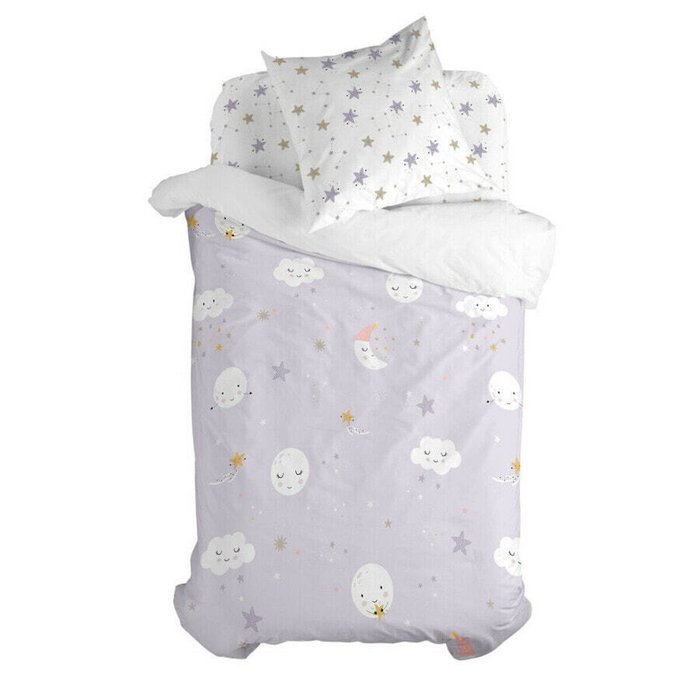 Комплект постельного белья односпальный Moshi Moshi Moons 140х200 бело-серого цвета Комплект постельного белья односпальный Moshi Moshi Moons 140х200 бело-серого цвета