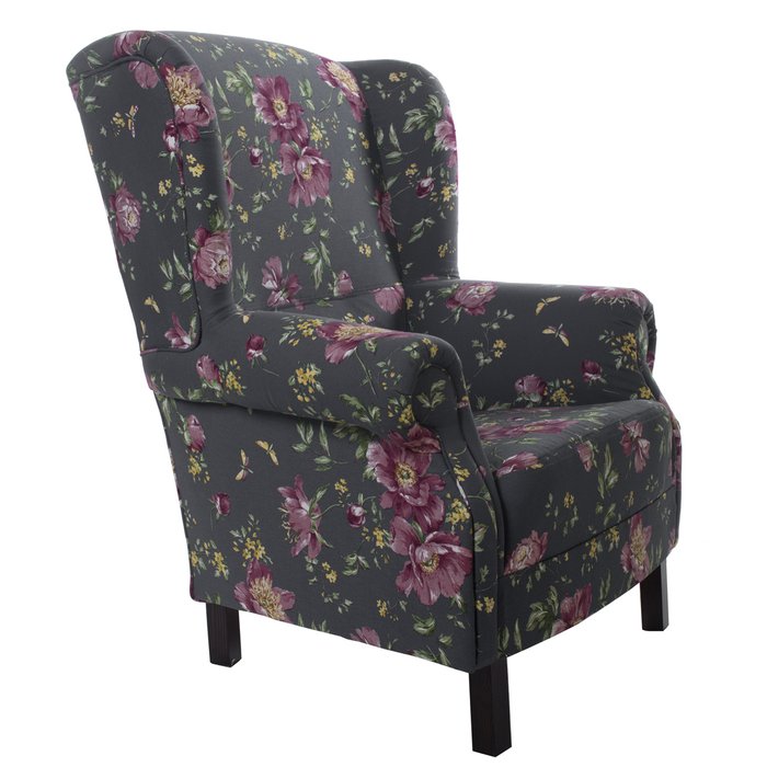Кресло Жуи Бордо синего цвета с цветами - купить Интерьерные кресла по цене 48000.0