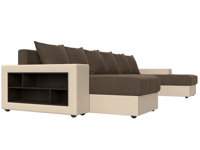 Уловой диван-кровать Дубай коричневого цвета (ткань\экокожа) - лучшие Угловые диваны в INMYROOM