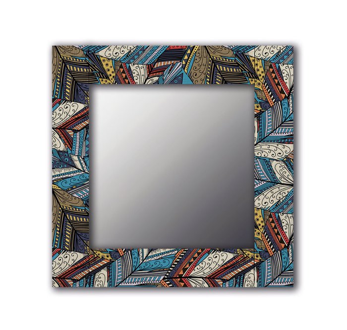 Настенное зеркало Синие перья 50х65 синего цвета - купить Настенные зеркала по цене 13190.0