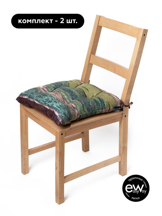 Набор из двух сидушек Paddy Village 42х42 зелено-коричневого цвета - купить Подушки для стульев по цене 999.0