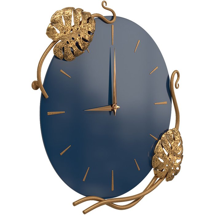 Настенные часы Monstera Deliciosa темно-синего цвета - купить Часы по цене 19699.0