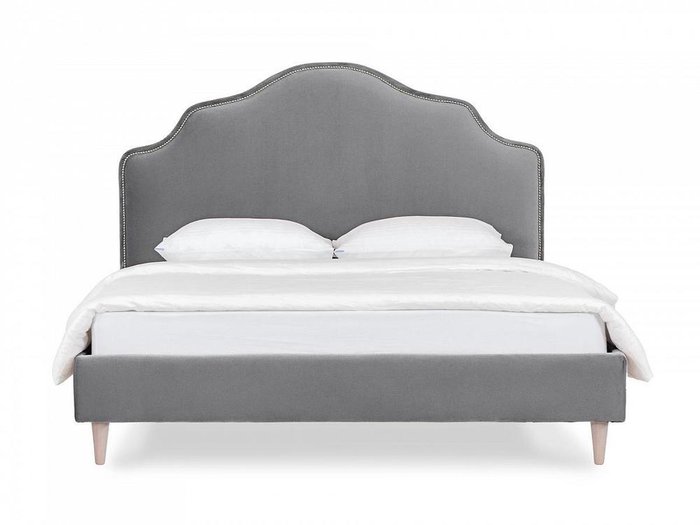 Кровать Queen II Victoria L 160х200 серого цвета с бежевыми ножками - купить Кровати для спальни по цене 56810.0