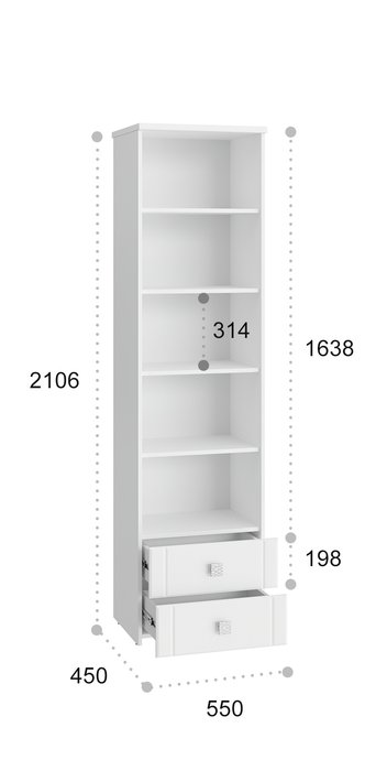 Шкаф-пенал со стеклом Изабель белого цвета - купить Книжные шкафы по цене 24455.0