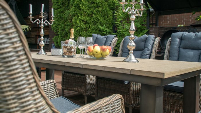 Набор мебели из стола Парклэнд и шести кресел Бергамо (коричневый) - лучшие Комплекты для сада и дачи в INMYROOM