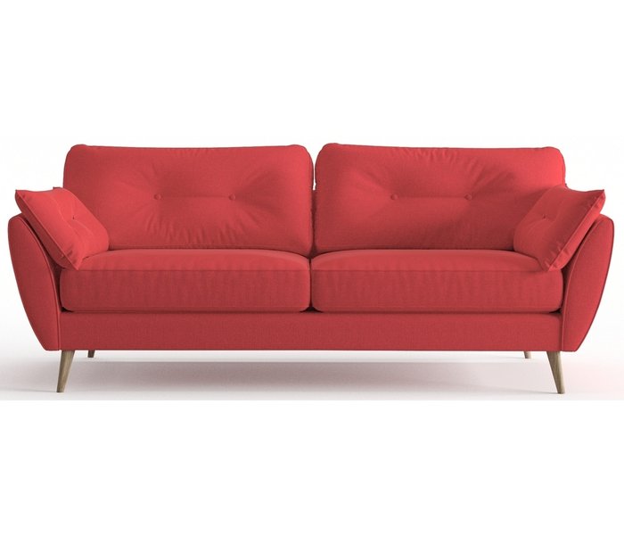 Диван из рогожки Favorite красного цвета - купить Прямые диваны по цене 32490.0