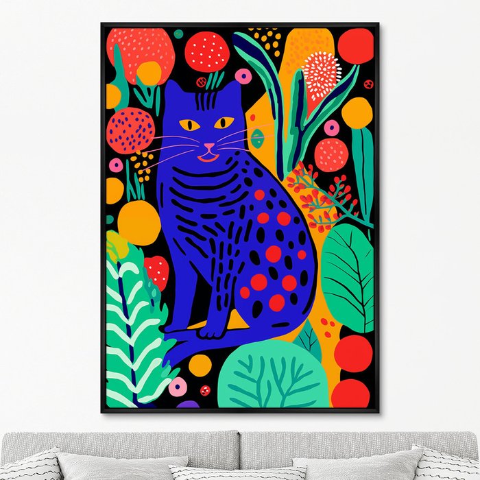 Репродукция картины Kitties in flowers, No 2, 2024г. - купить Картины по цене 24999.0