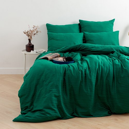 Простыня на резинке 'HoReCa' 160х200х20, страйп-сатин, 100 % хлопок, пл. 125 гр./кв. м., 'Малахит' - лучшие Простыни в INMYROOM