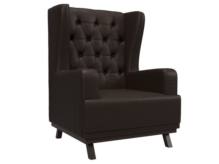 Кресло Джон Люкс темно-коричневого цвета (экокожа)