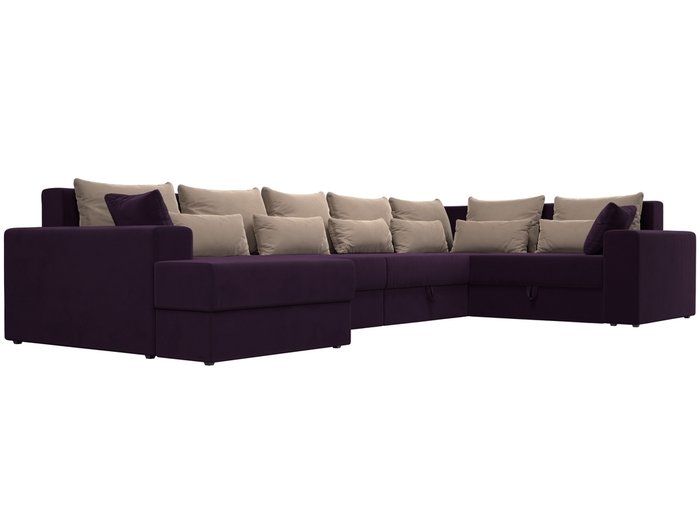 Угловой диван-кровать Мэдисон фиолетово-бежевого цвета - лучшие Угловые диваны в INMYROOM