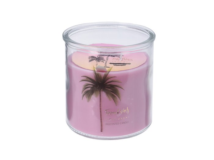 Свеча Tropical Vibes в стеклянной банке розового цвета