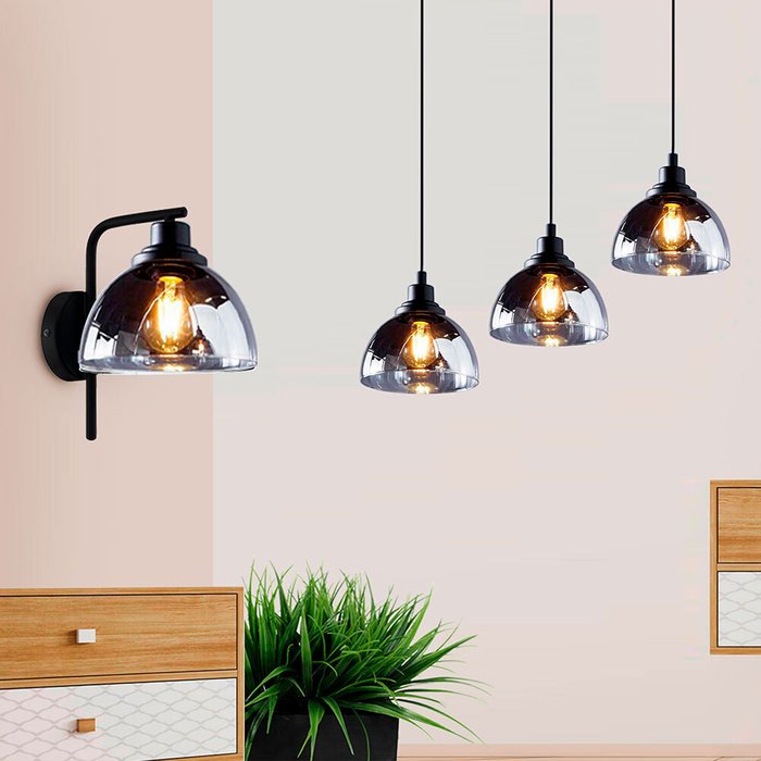 Подвес BELESER, 3х60W (E27), L905, B205, H1100, сталь, черный/дымчатое стекло, черный-прозрачный - купить Подвесные светильники по цене 21990 Подвес BELESER, 3х60W (E27), L905, B205, H1100, сталь, черный/дымчатое стекло, черный-прозрачный - купить Подвесные светильники по цене 21990