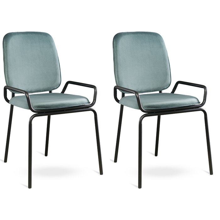 Набор из двух стульев Ror double frame черно-зеленого цвета