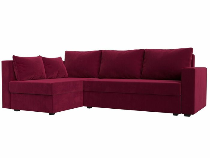 Угловой диван-кровать Мансберг бордового цвета левый угол