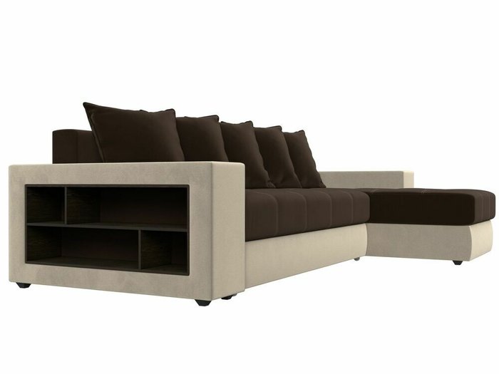 Угловой диван-кровать Дубай коричнево-бежевого цвета правый угол - лучшие Угловые диваны в INMYROOM