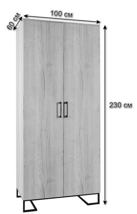 Шкаф двухстворчатый без зеркал Loft Дуб Натур - купить Шкафы распашные по цене 39490.0