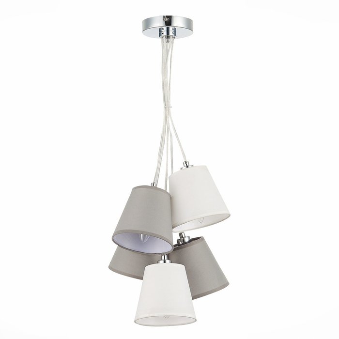 Светильник подвесной хром/белый, серый E14 5*40W PRATO - купить Подвесные люстры по цене 10150.0