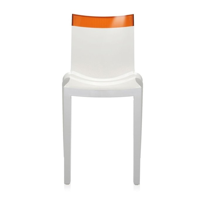 Стул Hi-Cut белого цвета с оранжевой вставкой  - купить Обеденные стулья по цене 27090.0