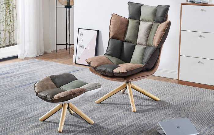 Кресло Husk коричнево-бежевого цвета - купить Интерьерные кресла по цене 59998.0