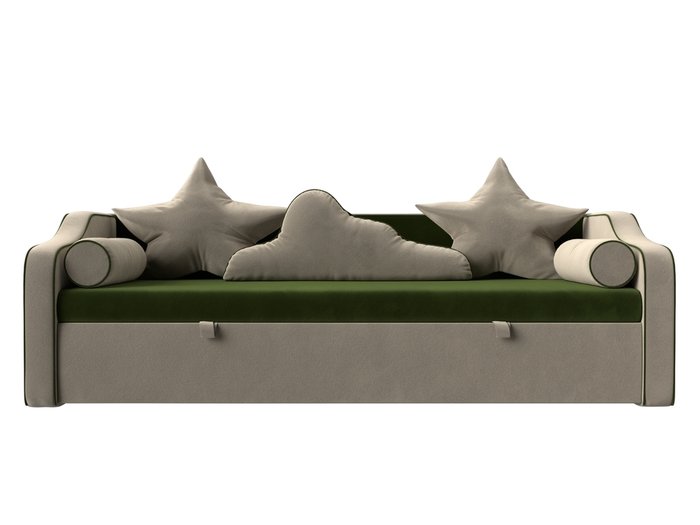 Прямой диван-кровать Рико бежево-зеленого цвета - купить Прямые диваны по цене 36999.0