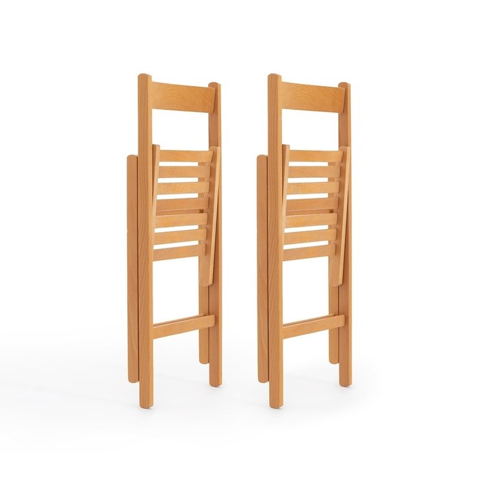 Комплект из двух удобных складных стульев Yann бежевого цвета - лучшие Обеденные стулья в INMYROOM