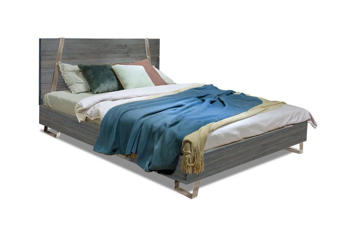 Кровать Dillinger 160х200 серо-коричневого цвета с основанием