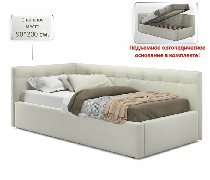 Кровать Bonna 90х200 с подъемным механизмом светло-бежевого цвета - лучшие Кровати для спальни в INMYROOM