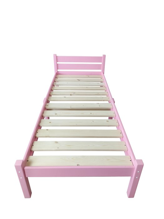 Кровать односпальная Классика Компакт сосновая 60х200 розового цвета - купить Одноярусные кроватки по цене 10159.0