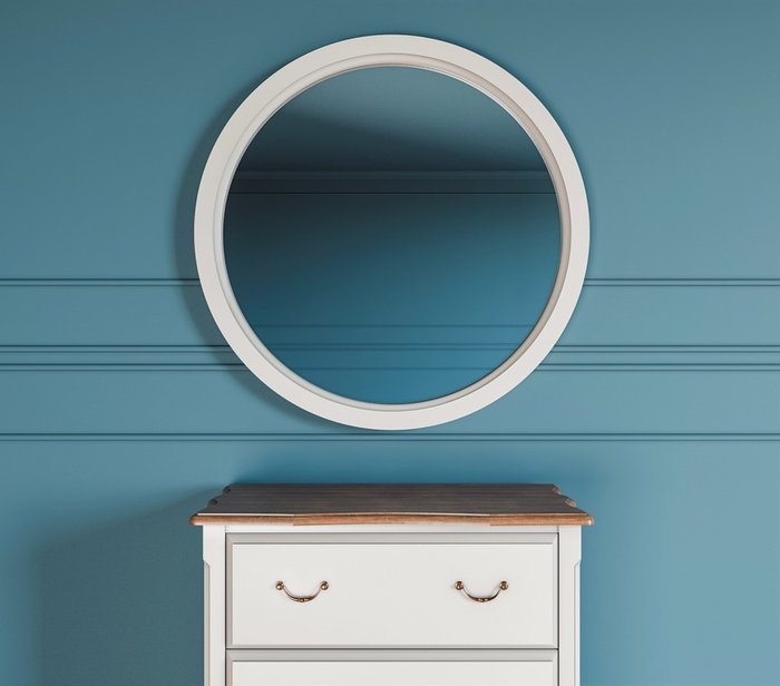 Зеркало круглое Leontina белого цвета - лучшие Настенные зеркала в INMYROOM
