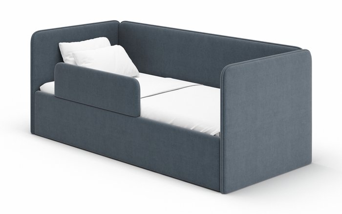 Кровать-диван Leonardo 70х160 серого цвета с подъёмным механизмом и бортиком
